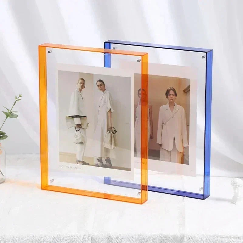 Acrylic Block Picture Frame Freestanding Floating Photo Display