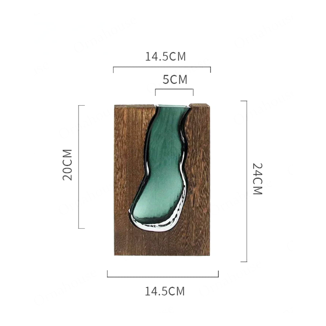 Live Edge Wood and Glass Vase Nordic Bud Vase for Table Centerpiece