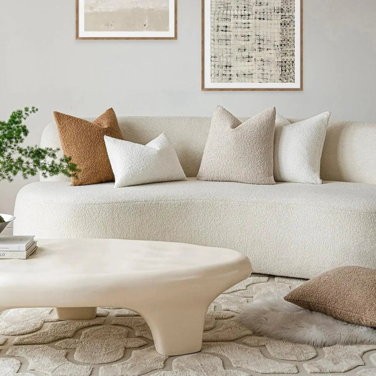 Boucle Throw Pillow Cover with Nubby Loop Texture