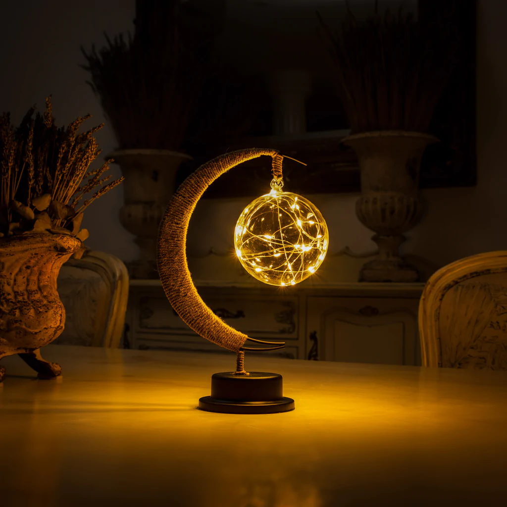 Moon Lamp 3D Printed Crater Texture Night Light in Gold Blue or Purple