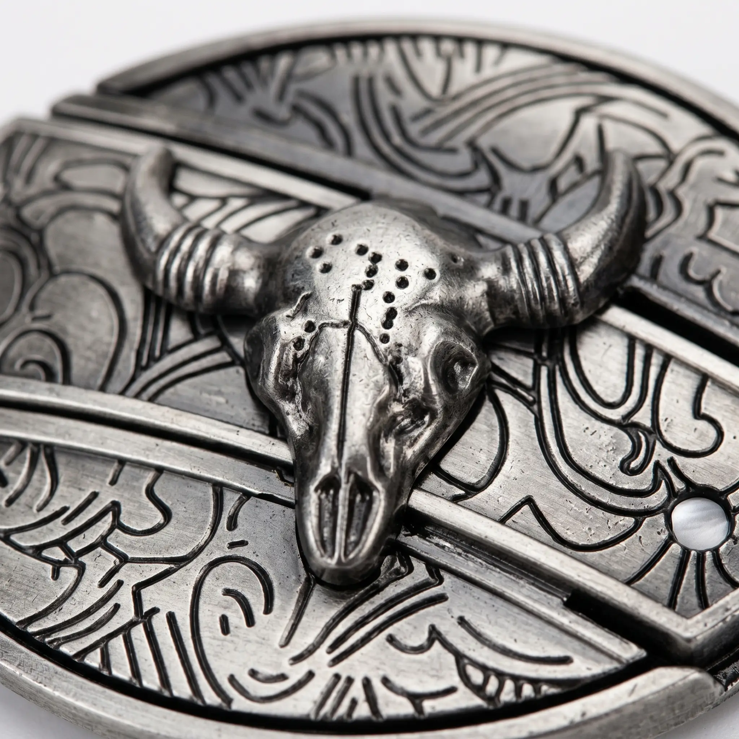 Western Belt Buckle Oval Metal Cowboy Engraved Design for Mens Belts