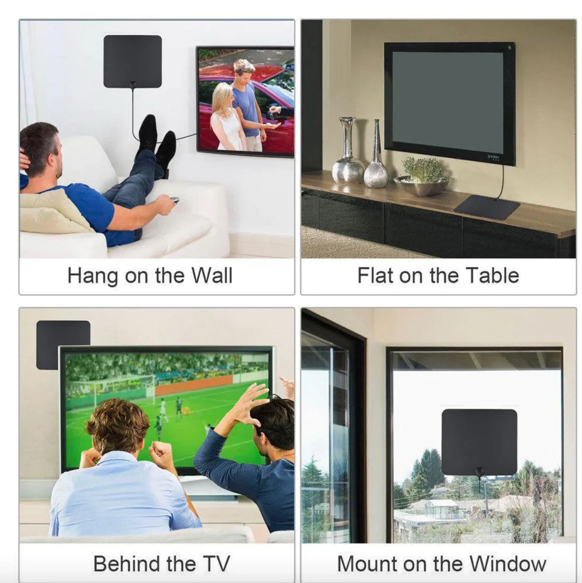Indoor HDTV Antenna Amplified Thin Panel with Signal Booster