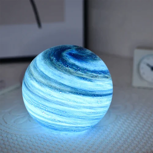 Glass Moon Lamp Cosmos Sphere Night Light for Bedside and Shelf Decor