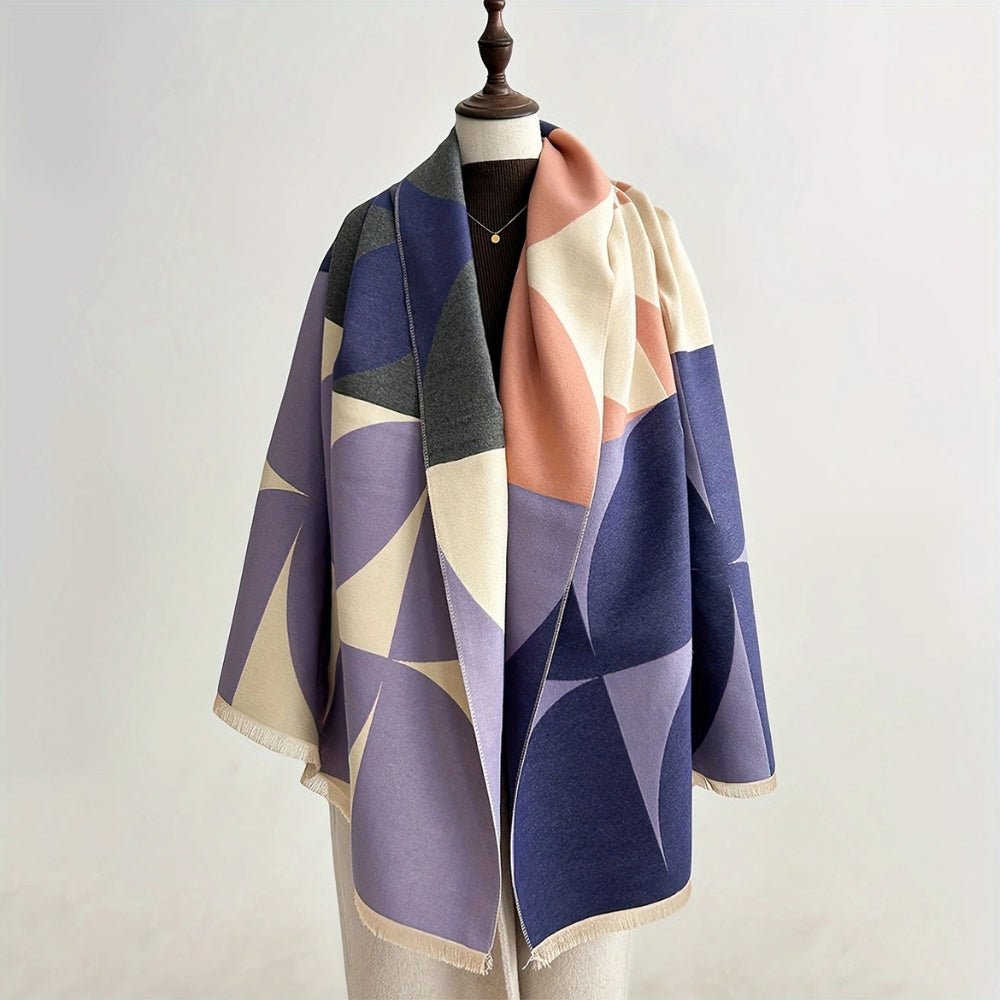 Reversible Poncho Scarf Microfiber Oversized Wrap