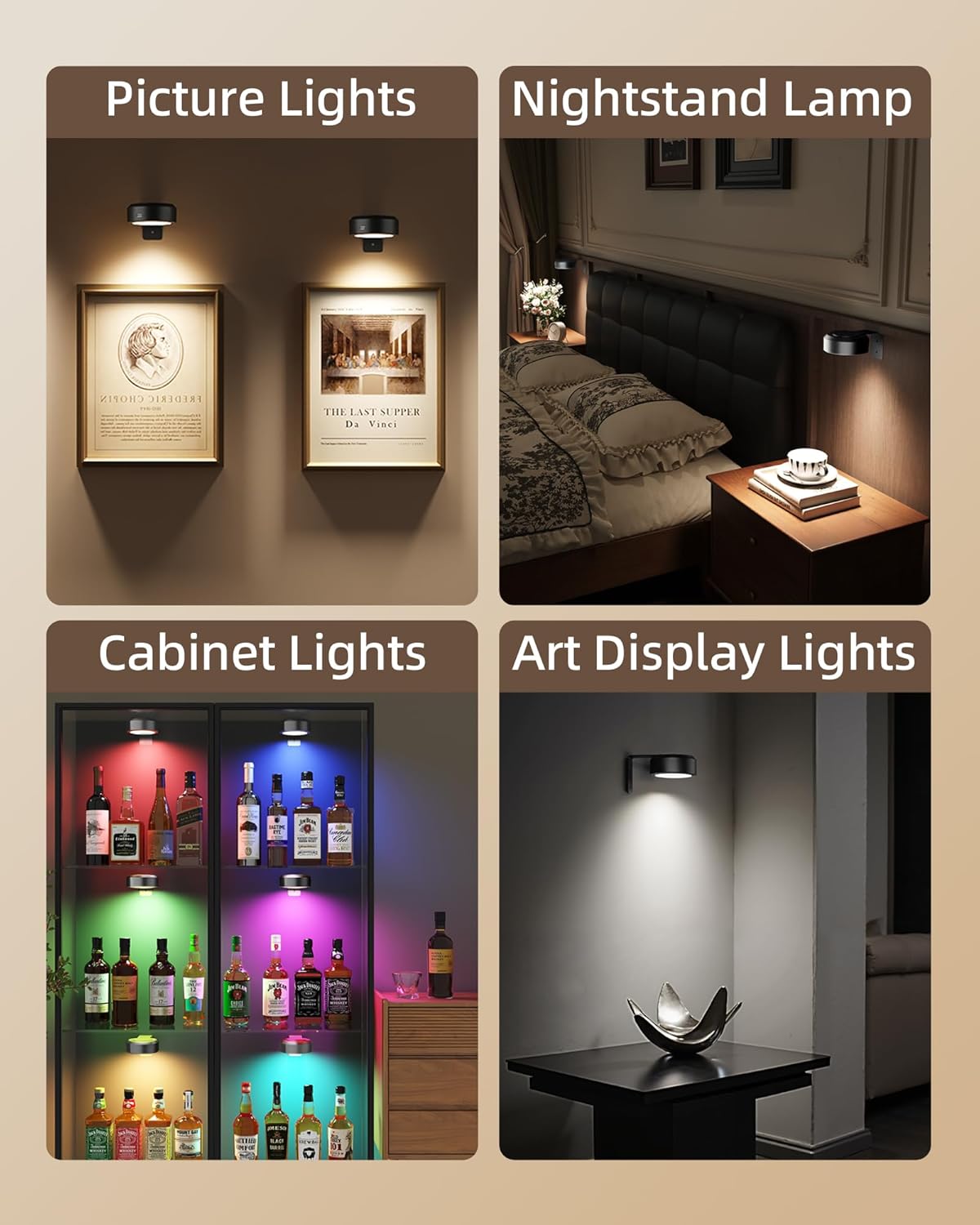 Picture Light Battery Operated Rechargeable Dimmable with Remote for Wall Art
