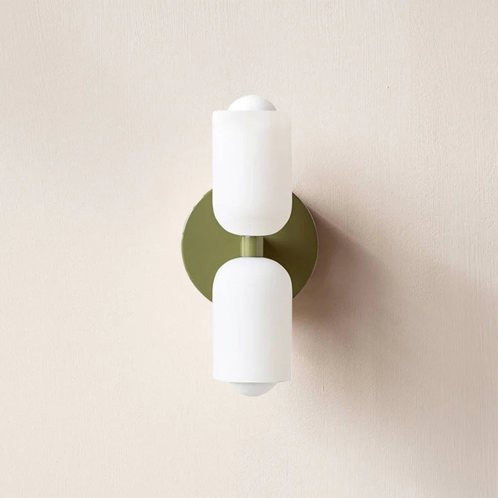 Up and Down Wall Sconce with 2 Opal Shades, Bulbs Included