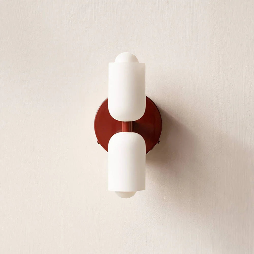 Up and Down Wall Sconce with 2 Opal Shades, Bulbs Included