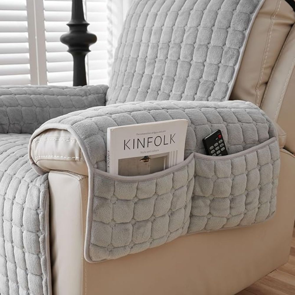 Recliner Cover Quilted with Side Storage Pocket