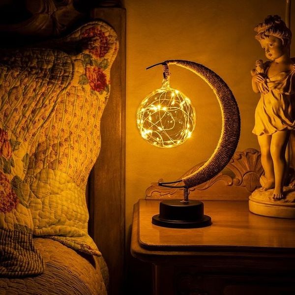 Moon Lamp 3D Printed Crater Texture Night Light in Gold Blue or Purple