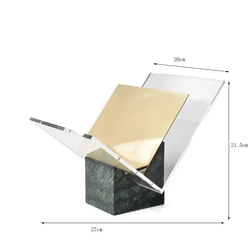 Acrylic File Holder with Solid Marble Base for Desk