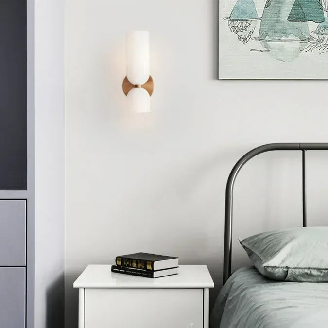 Two Light Wall Sconce Up and Down Glass Shades