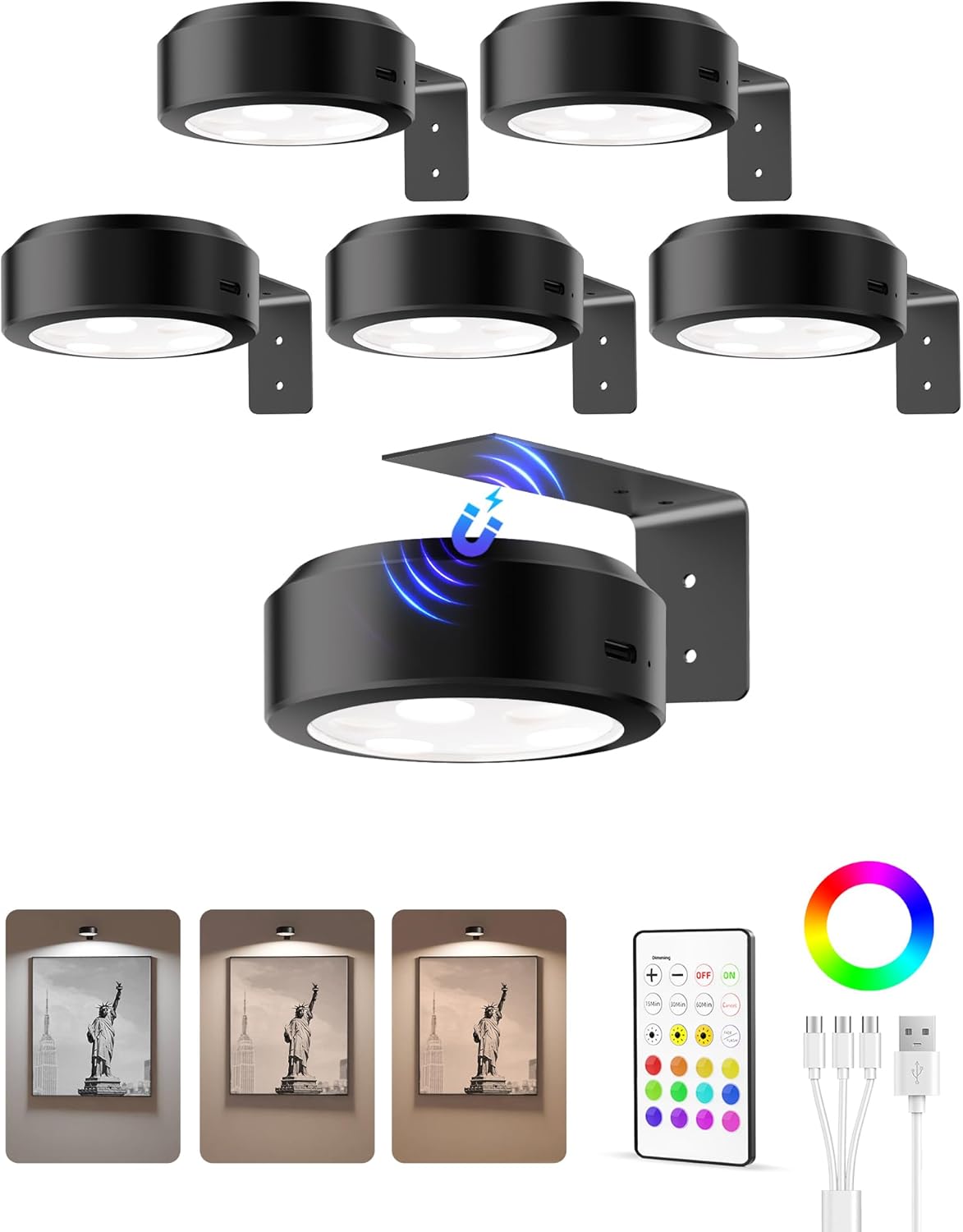Picture Light Battery Operated Rechargeable Dimmable with Remote for Wall Art