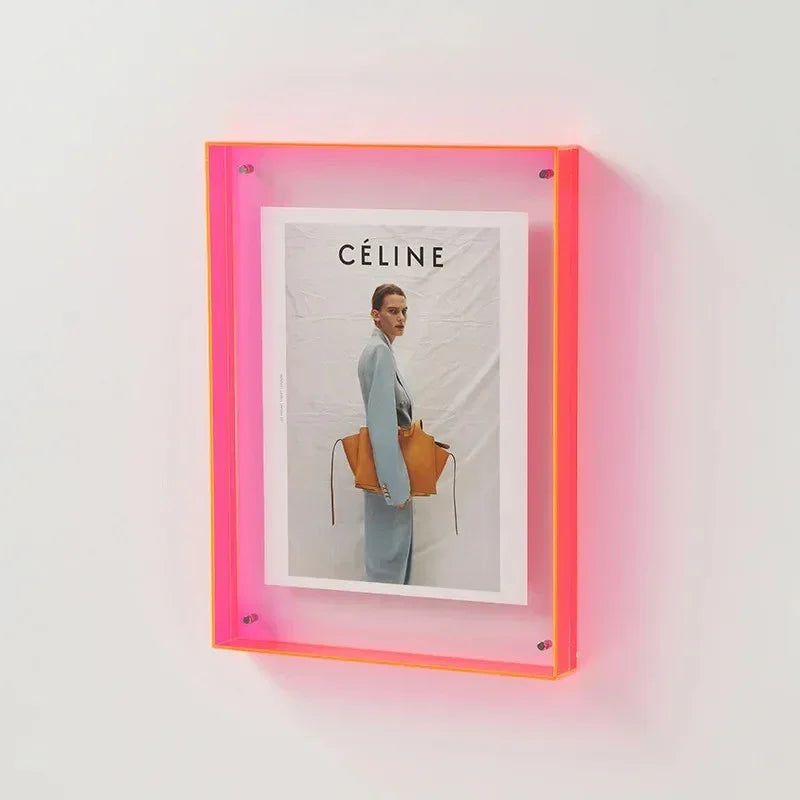 Acrylic Block Picture Frame Freestanding Floating Photo Display