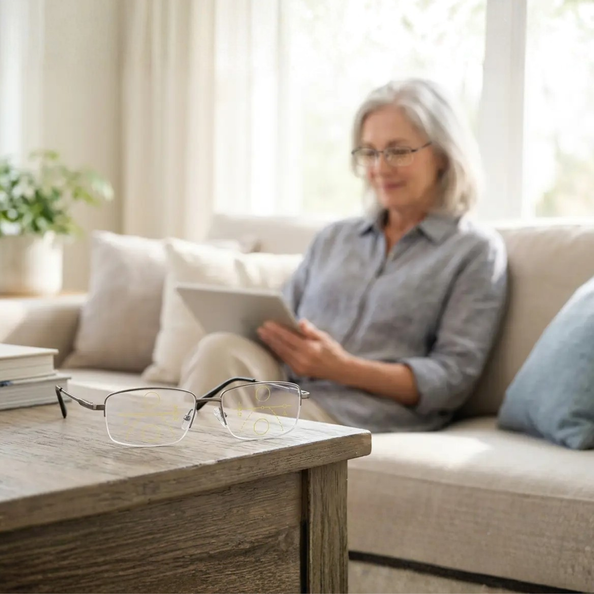 Progressive Reading Glasses Multifocal Lightweight Frame for Near and Mid Range
