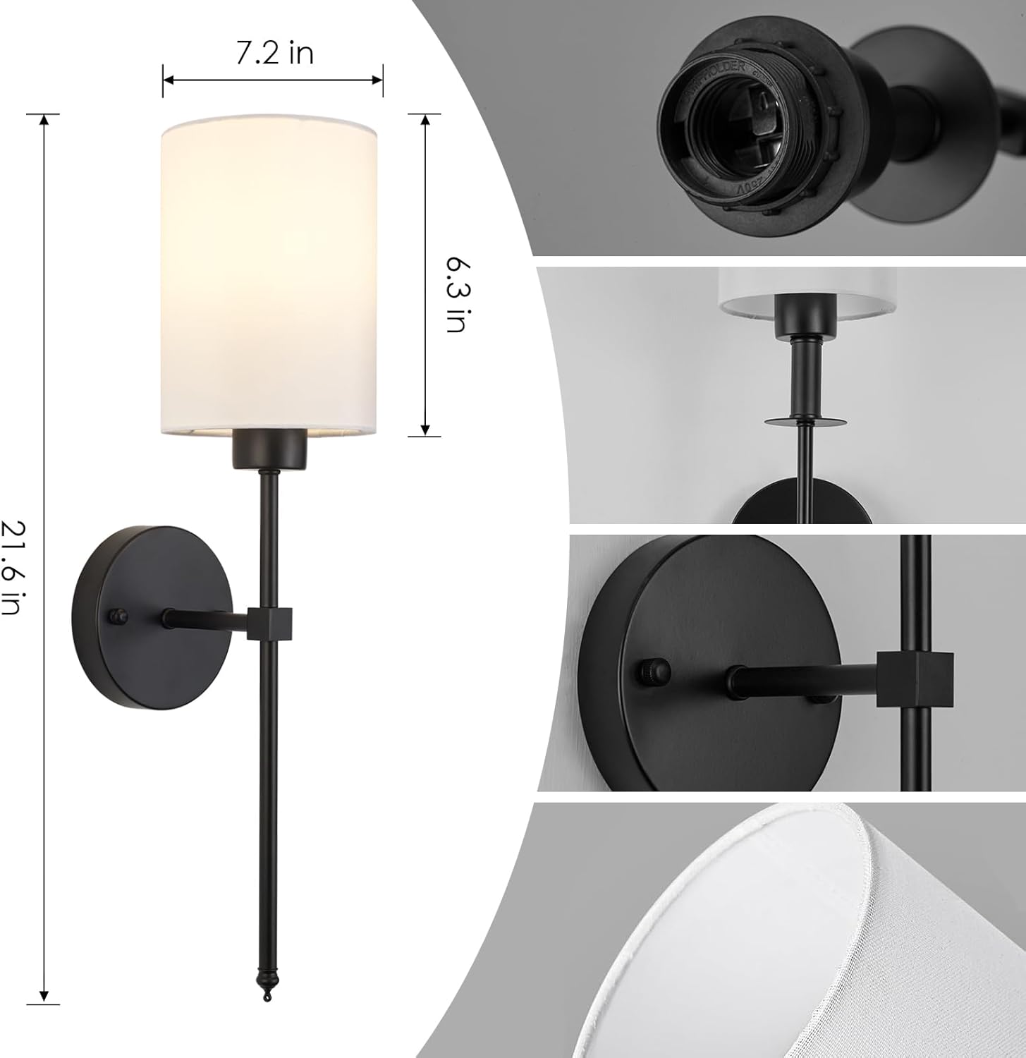 Battery Operated Wall Sconces Set of 2 Rechargeable Dimmable with Remote
