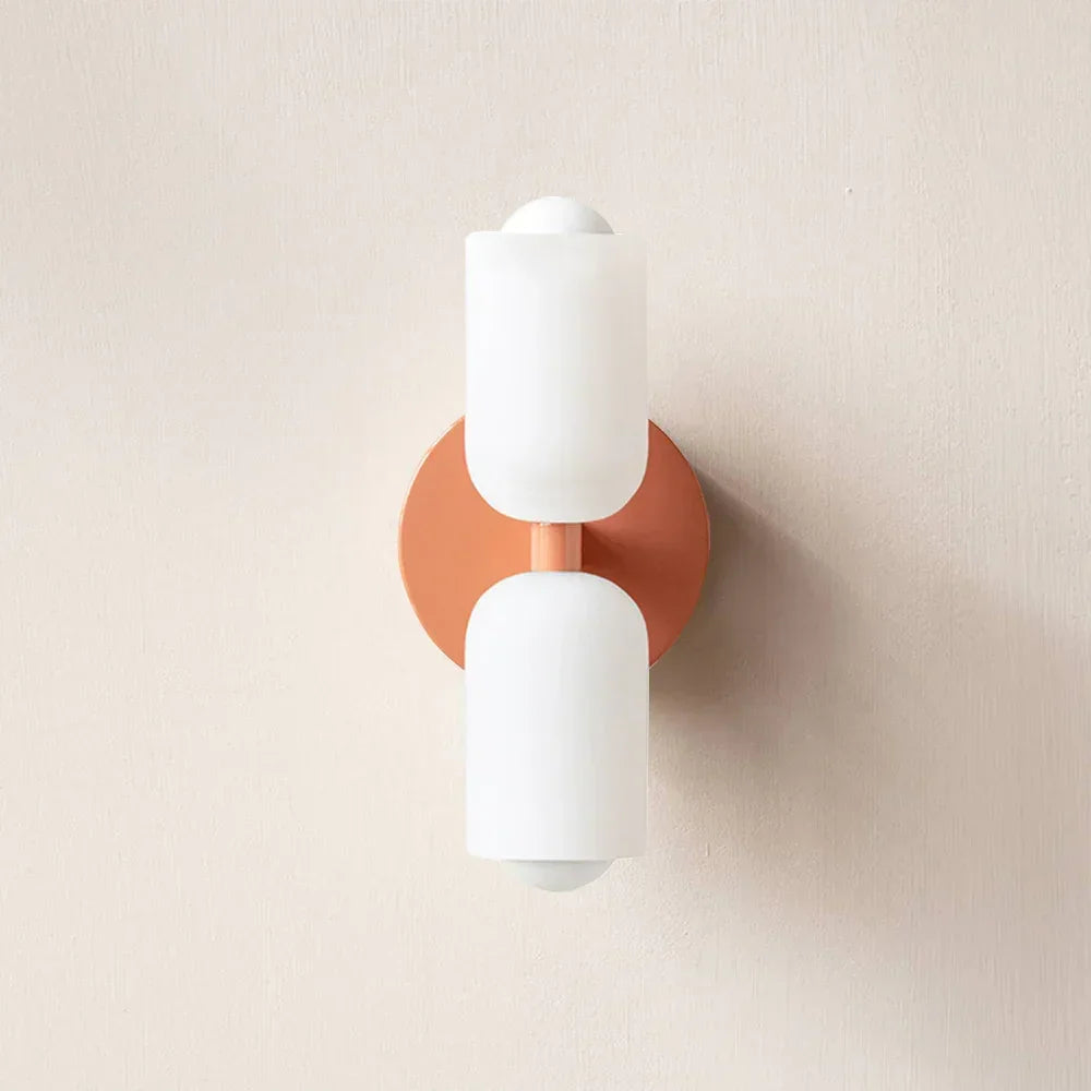 Up and Down Wall Sconce with 2 Opal Shades, Bulbs Included