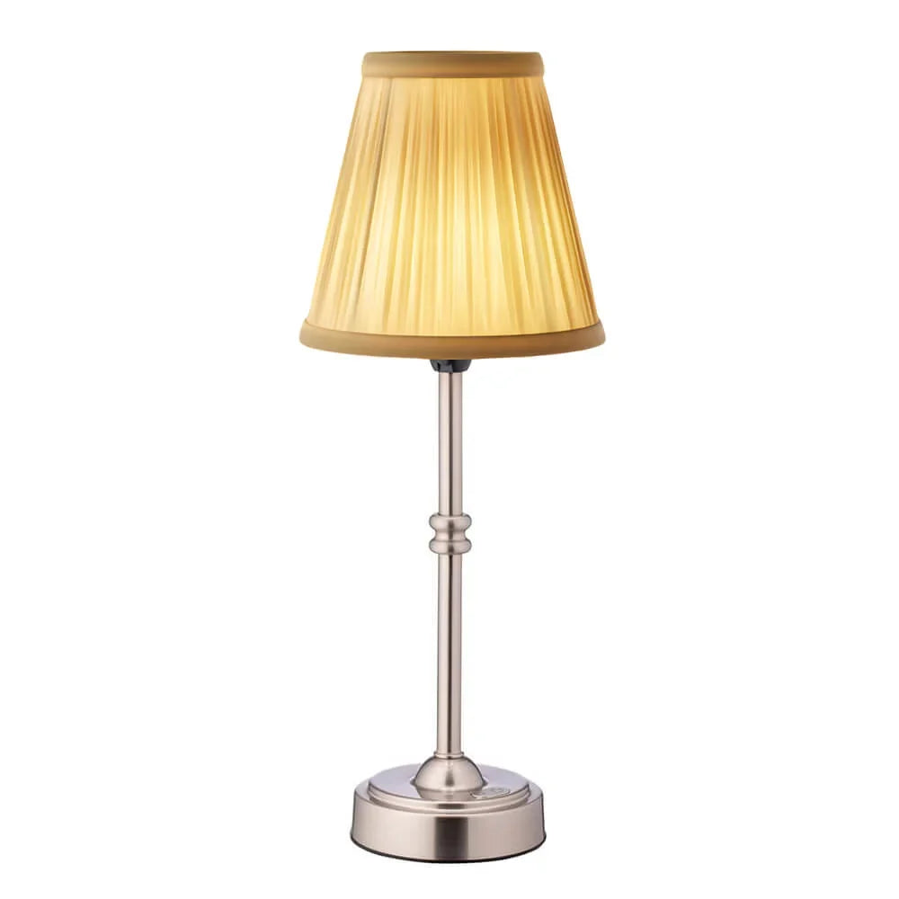 Cordless Table Lamp Fabric Shade Retro Rechargeable Dimmable for Bedside