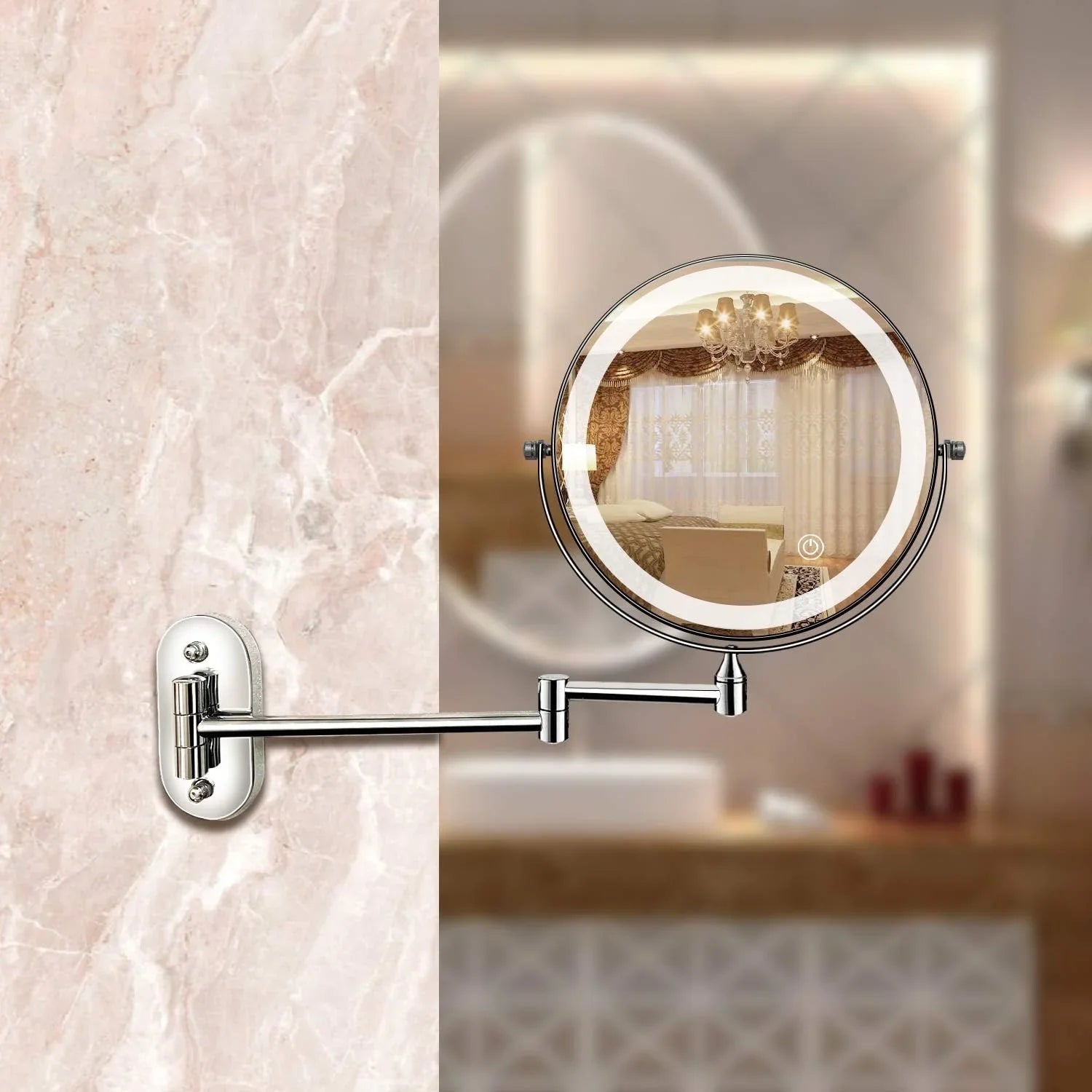 Wall Mounted Lighted Makeup Mirror Rechargeable LED Magnifying