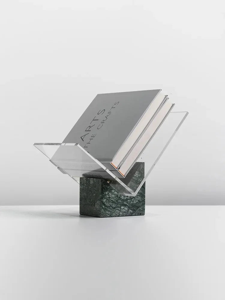 Acrylic File Holder with Solid Marble Base for Desk