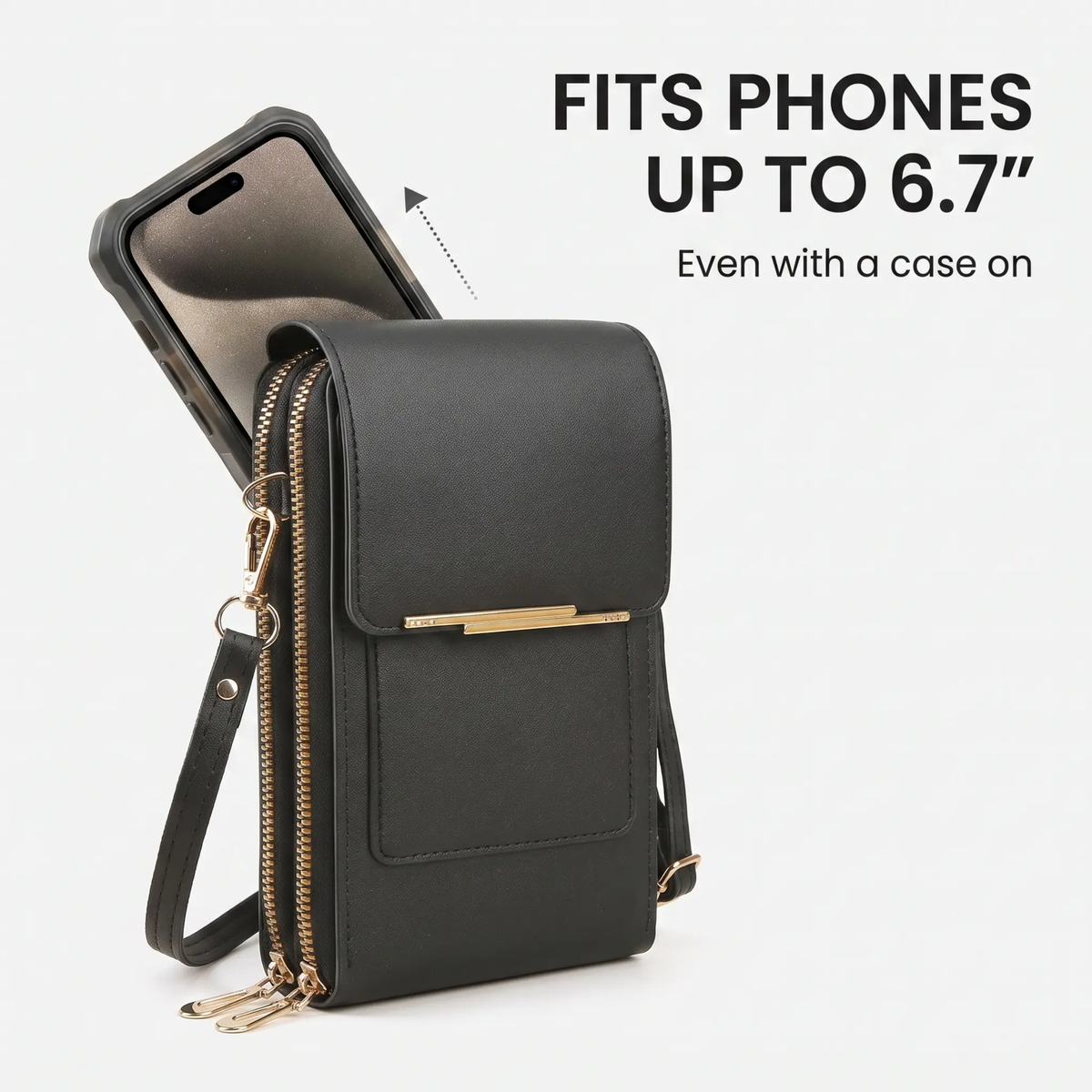 RFID Crossbody Phone Bag Anti Theft Wallet with Clear Touch Window