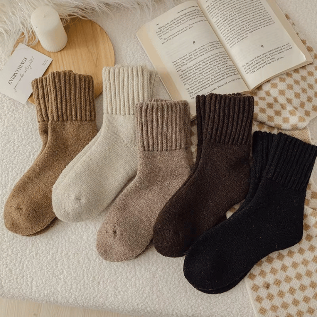Knitted Winter Socks 5 Pairs Womens Thick Soft