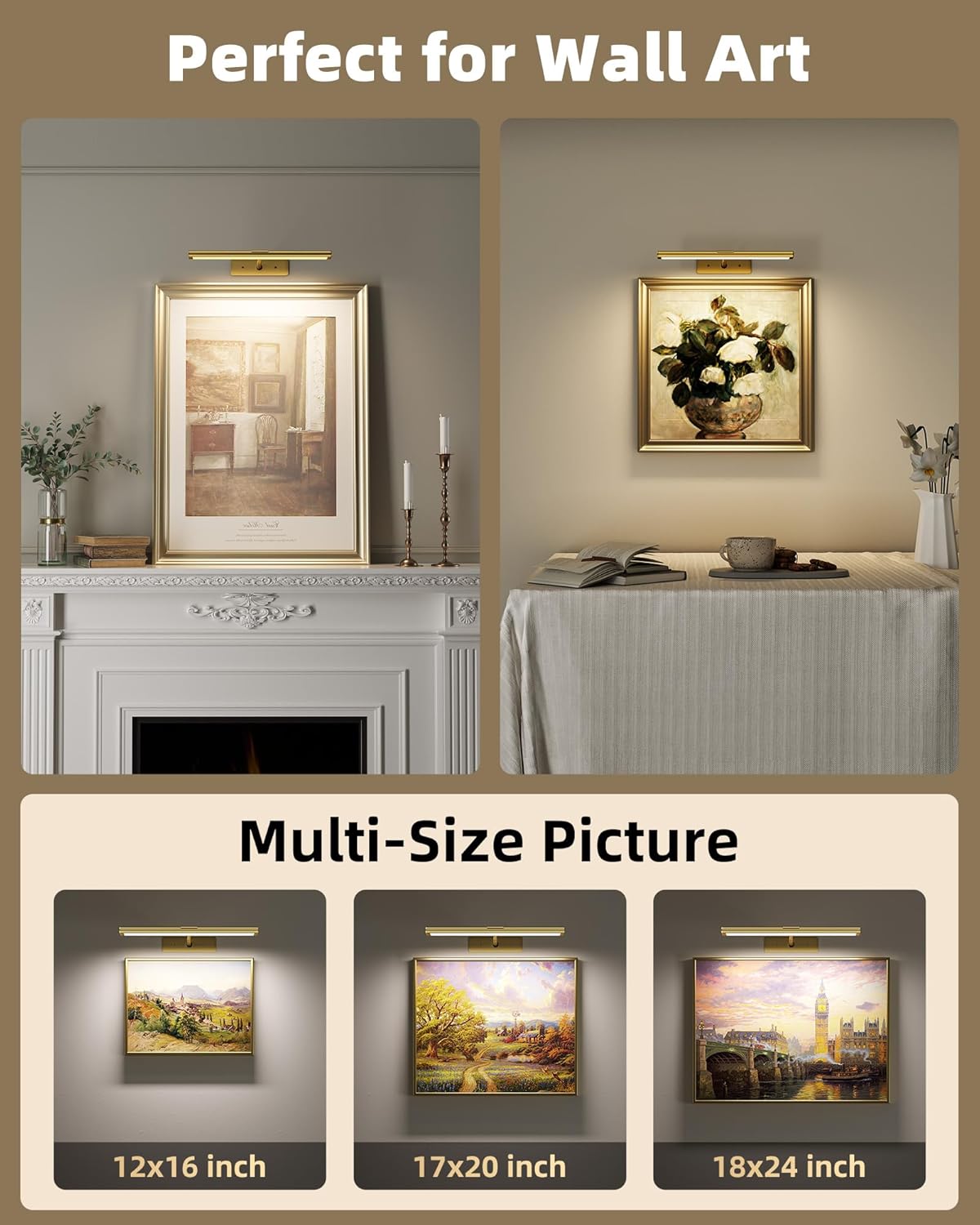 Picture Light Rechargeable Magnetic Mount High CRI for Artwork and Photos