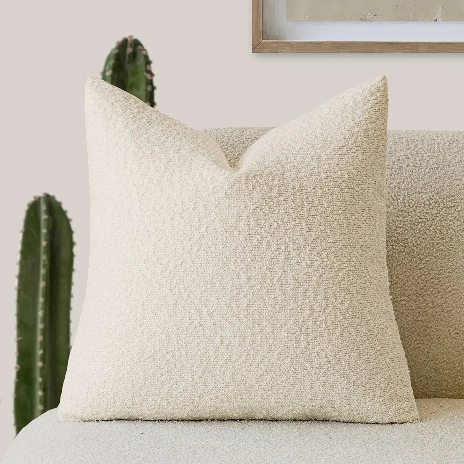 Boucle Throw Pillow Cover with Nubby Loop Texture