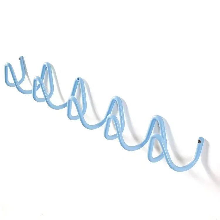 Squiggle Wall Hook Rack in Wrought Iron for Coats and Towels