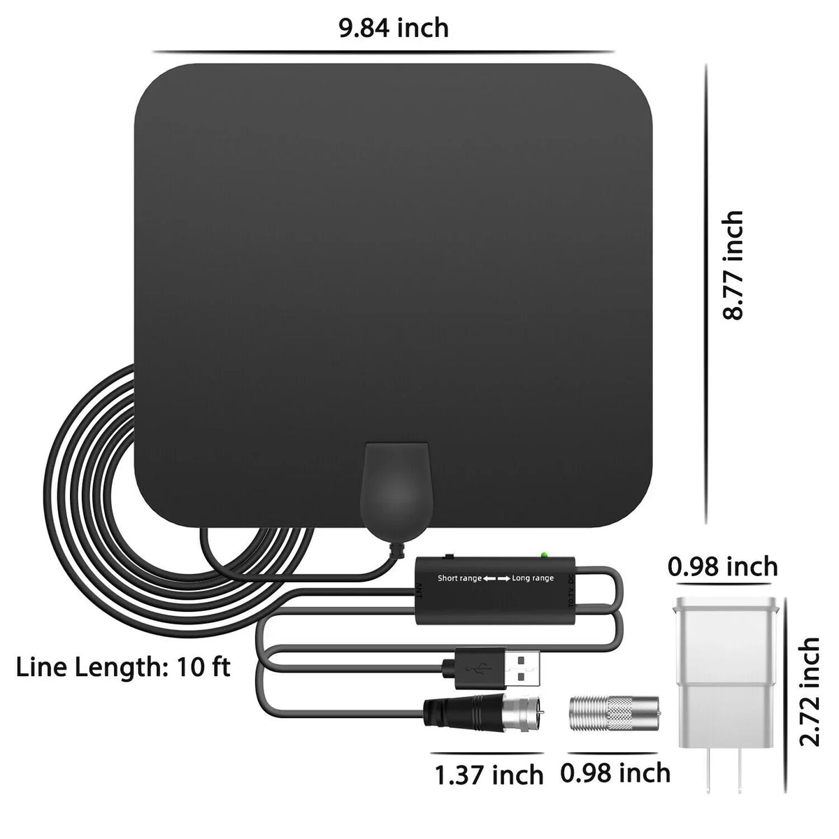 Indoor HDTV Antenna Amplified Thin Panel with Signal Booster