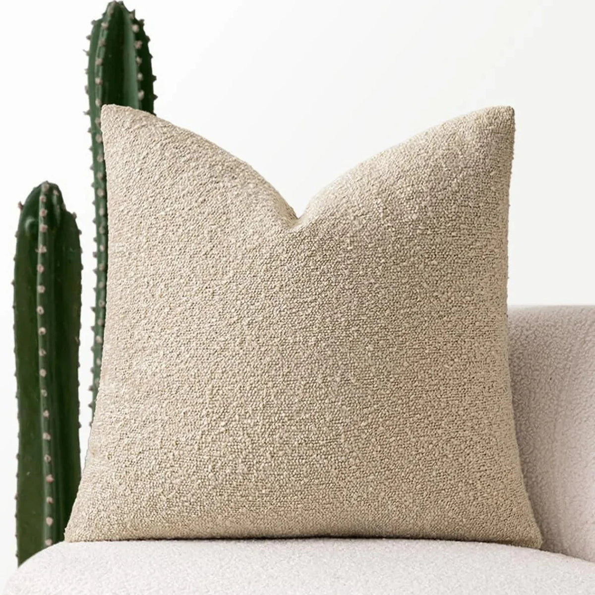 Boucle Throw Pillow Cover with Nubby Loop Texture