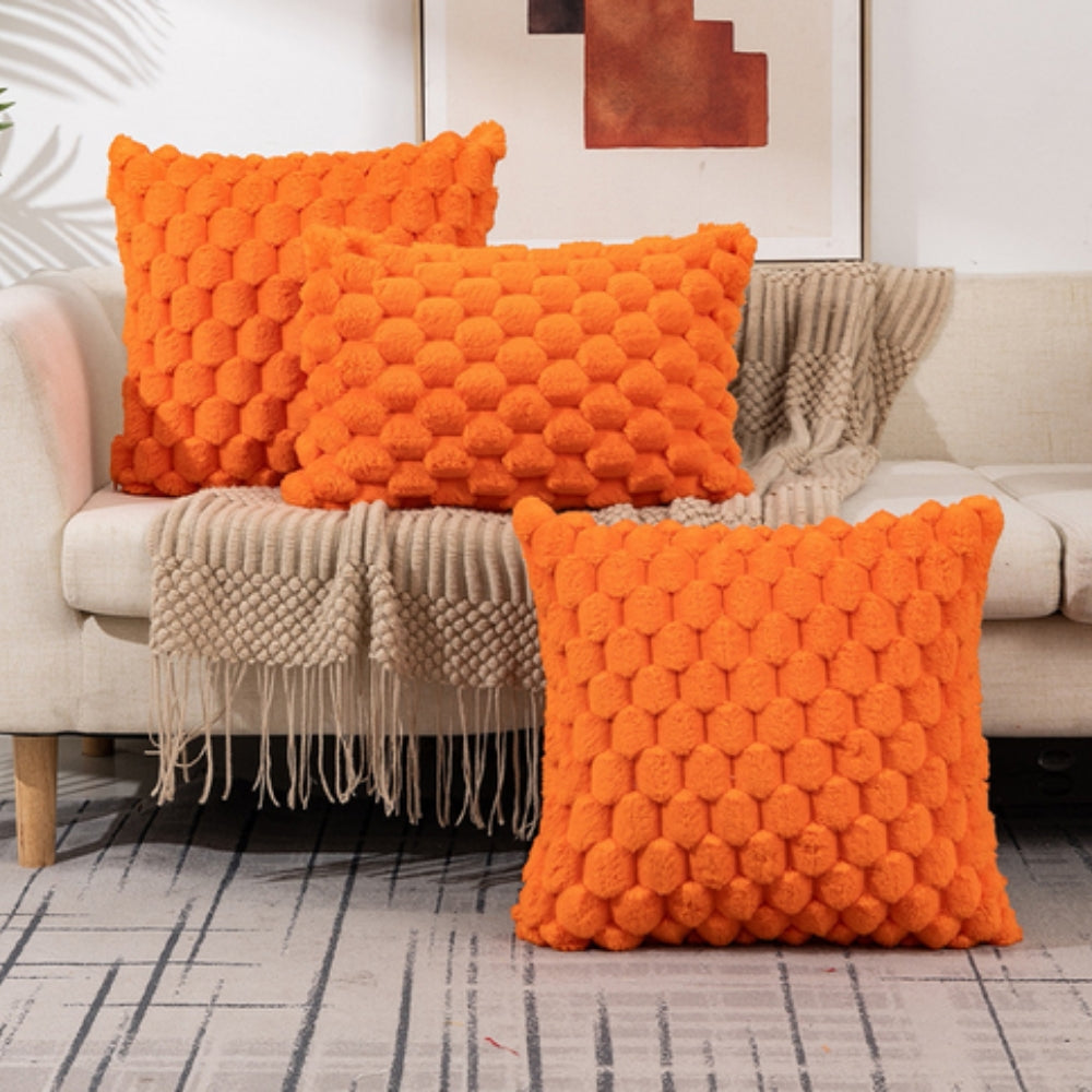 Plush Textured Throw Pillow Cover with 3D Bubble Weave