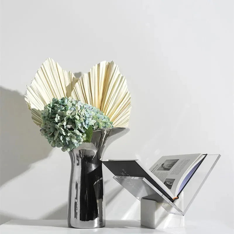 Acrylic File Holder with Solid Marble Base for Desk