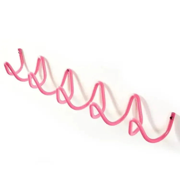 Squiggle Wall Hook Rack in Wrought Iron for Coats and Towels