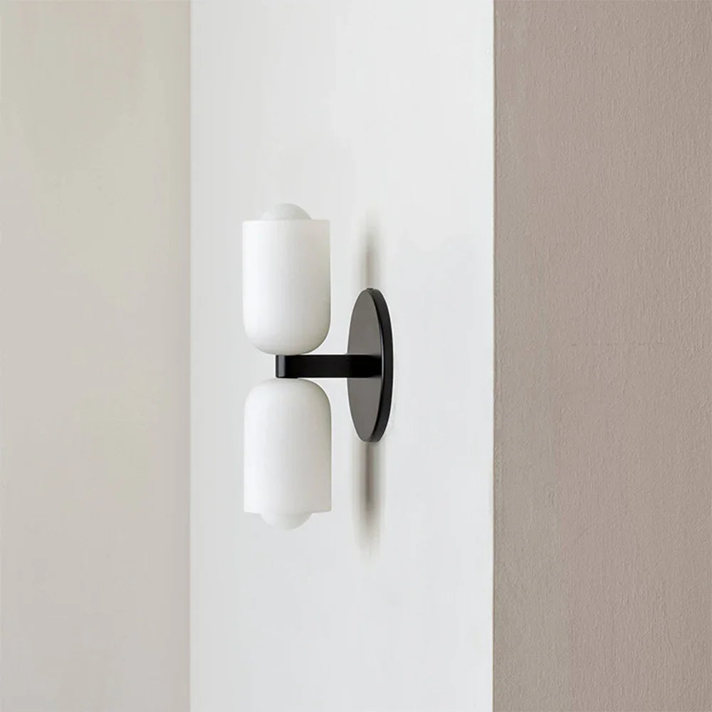 Up and Down Wall Sconce with 2 Opal Shades, Bulbs Included