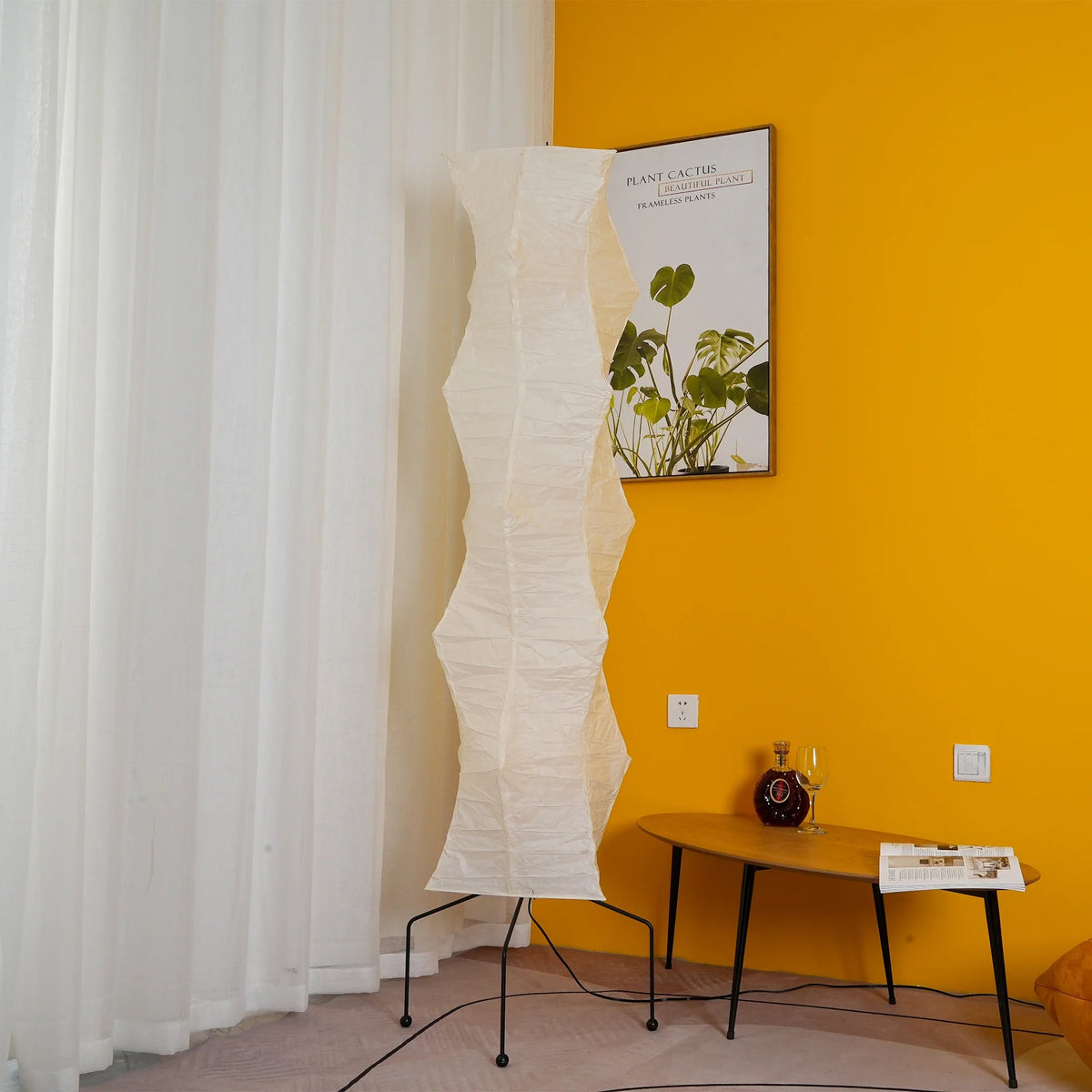 Washi Paper Floor Lamp Mulberry Paper Shade Standing Light Living Room