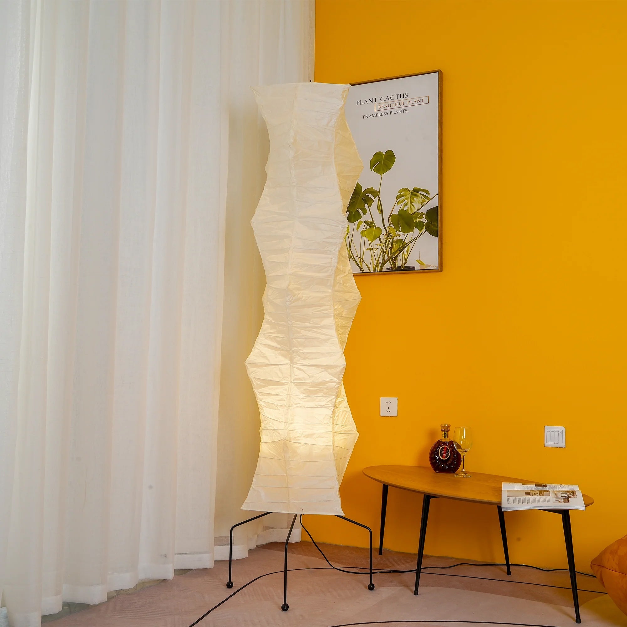 Washi Paper Floor Lamp Mulberry Paper Shade Standing Light Living Room