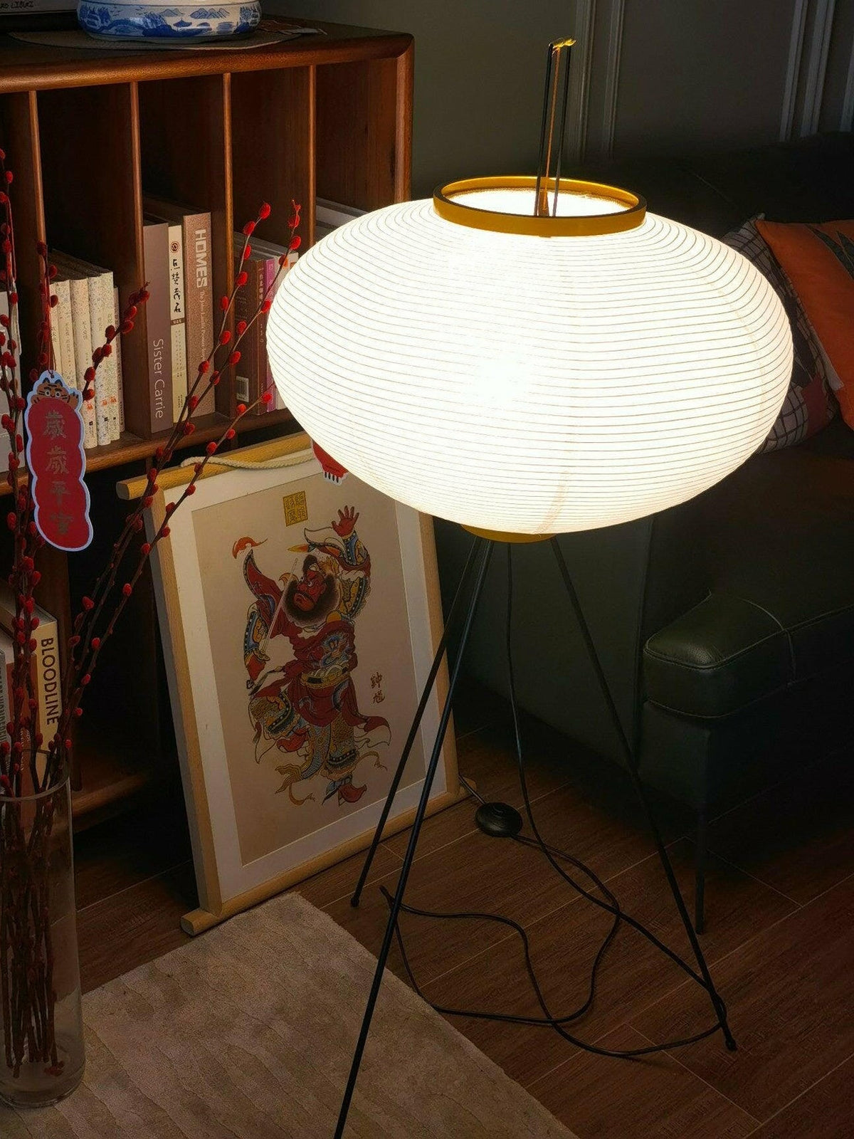 Washi Paper Floor Lamp Mulberry Paper Shade Standing Light Living Room