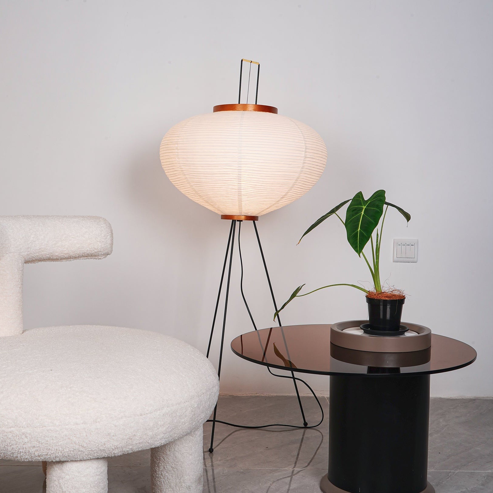 Washi Paper Floor Lamp Mulberry Paper Shade Standing Light Living Room