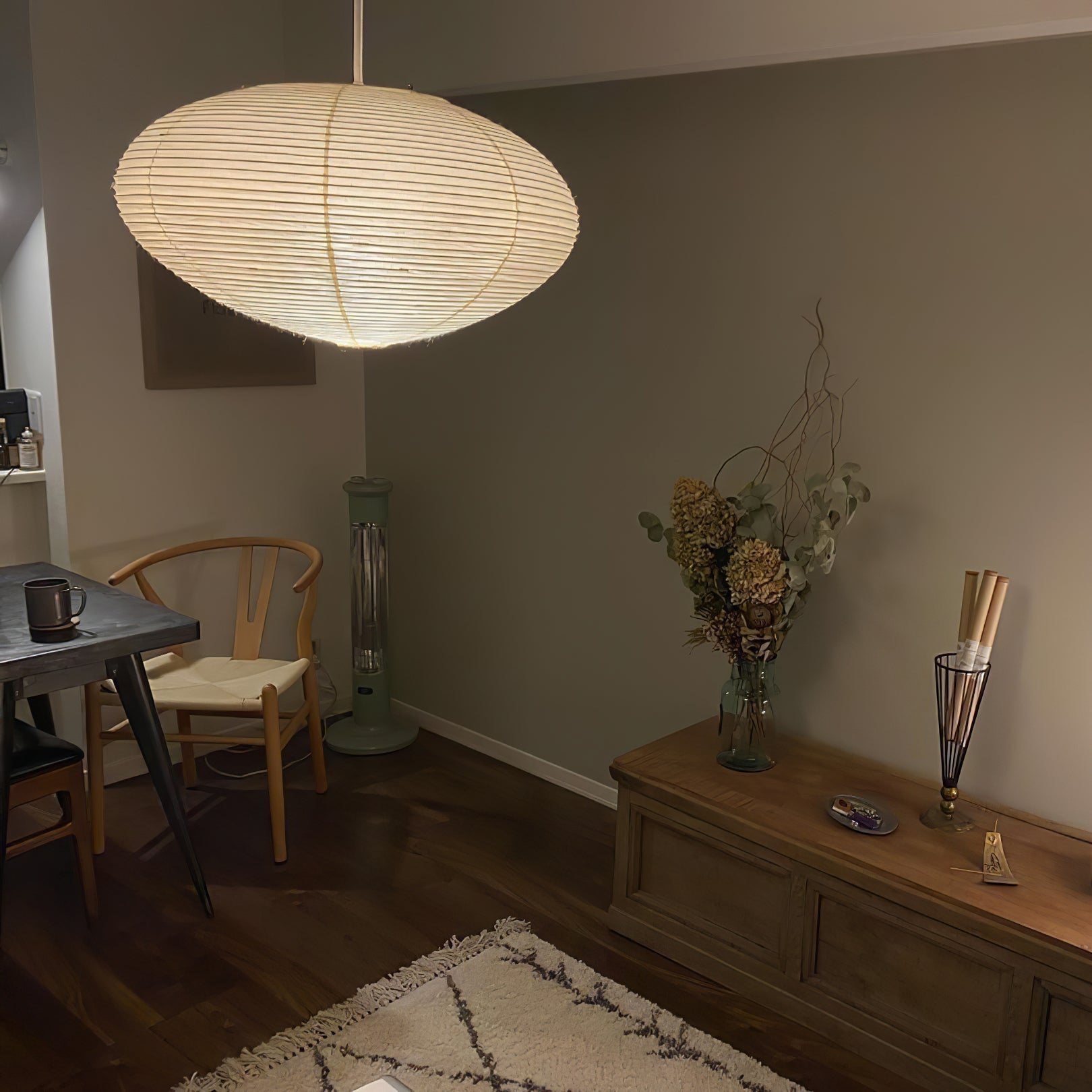 Washi Paper Pendant Light Mulberry Paper Shade for Dining Room