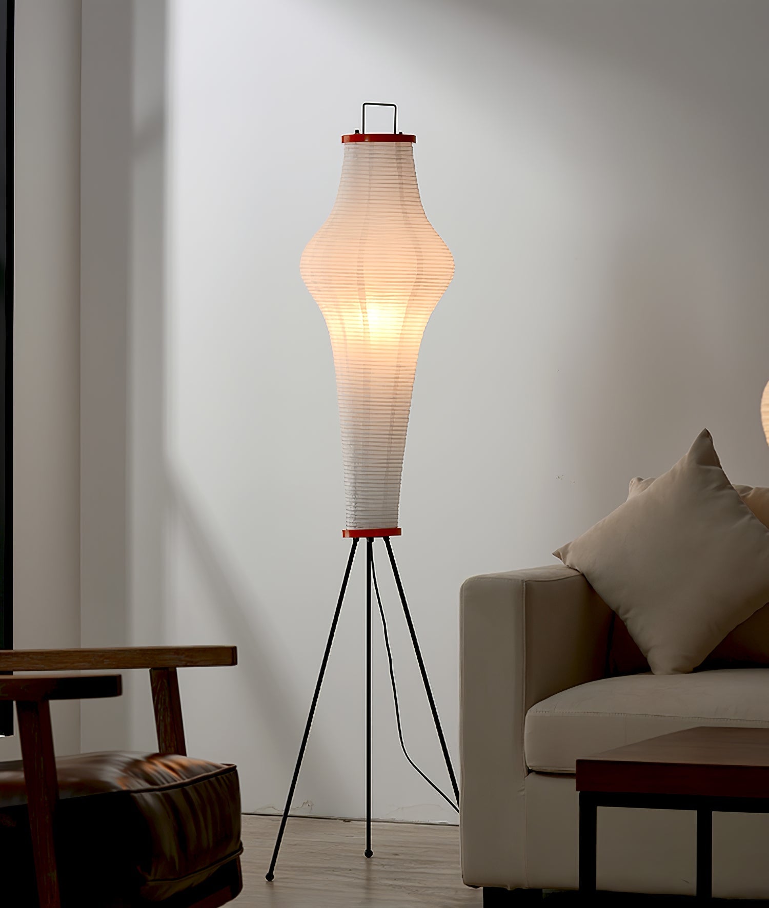 Washi Paper Floor Lamp Mulberry Paper Shade Standing Light Living Room