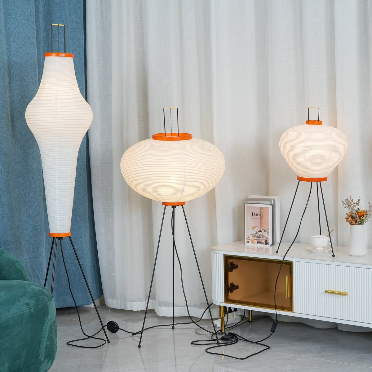 Washi Paper Floor Lamp Mulberry Paper Shade Standing Light Living Room