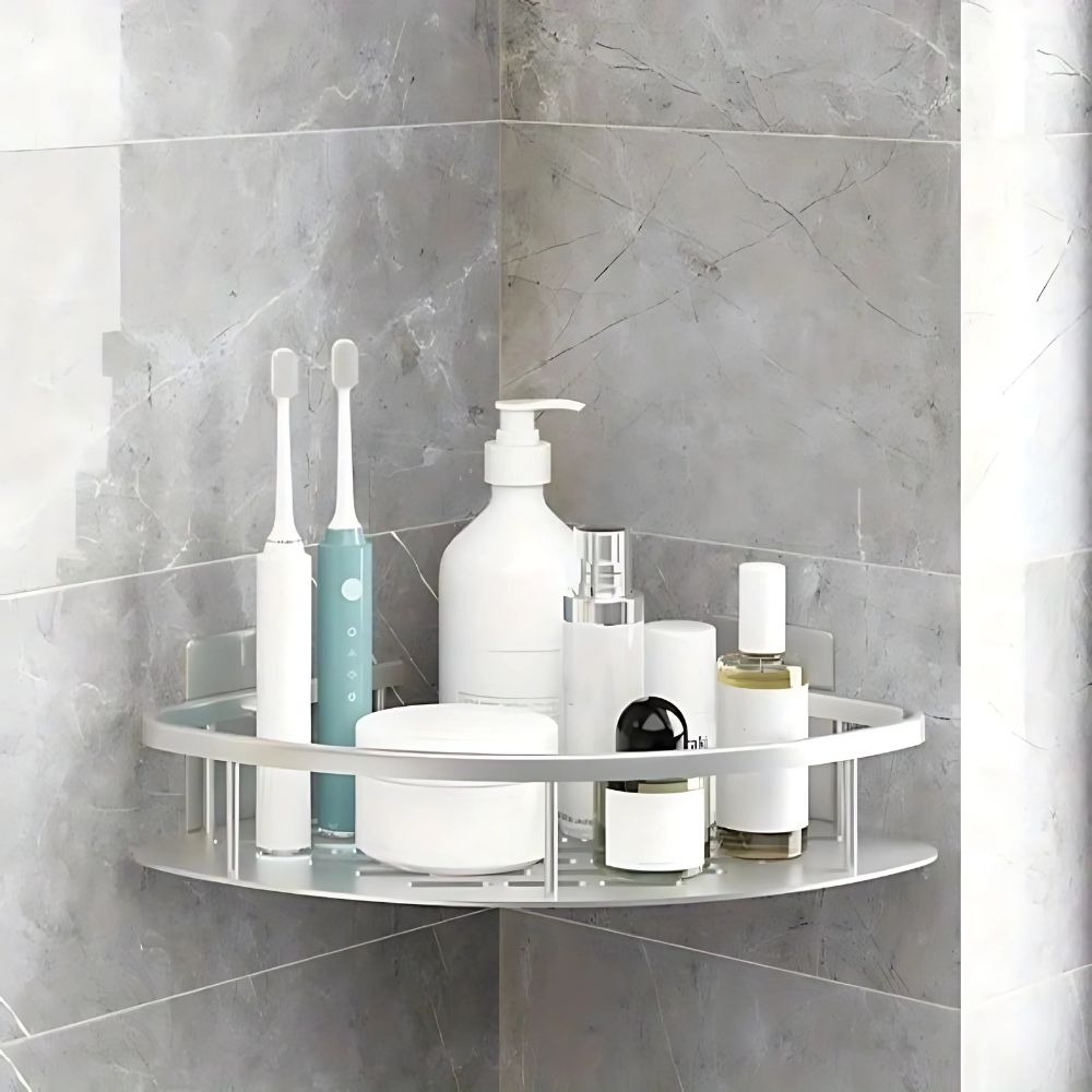 Aluminum Shower Caddy Adhesive Wall Shelf with Hook