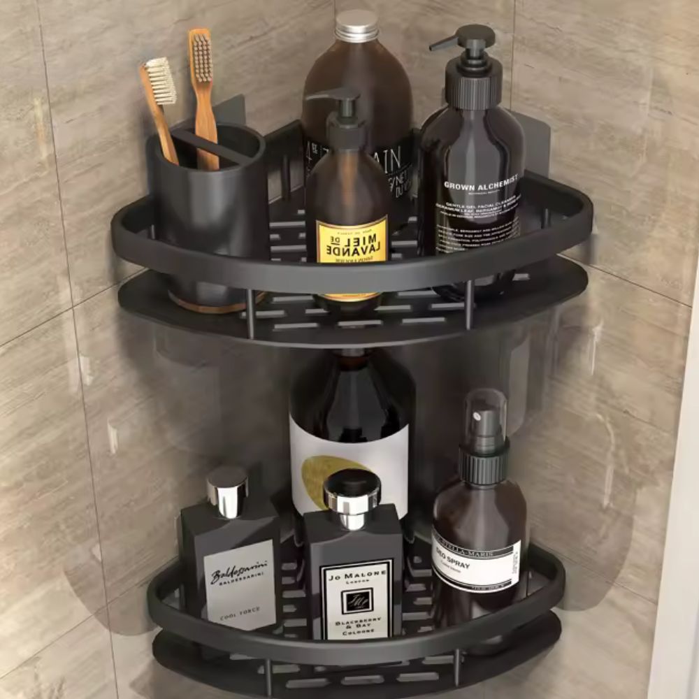 Aluminum Shower Caddy Adhesive Wall Shelf with Hook