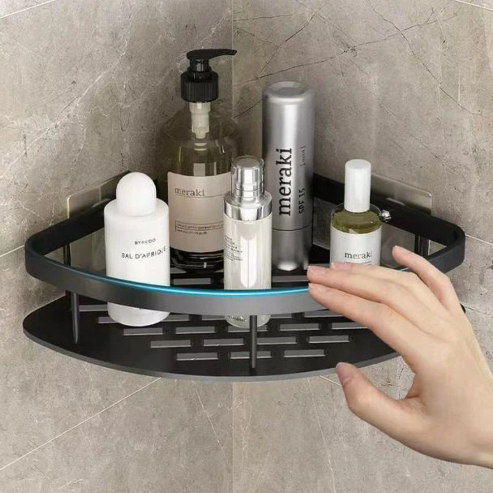Aluminum Shower Caddy Adhesive Wall Shelf with Hook
