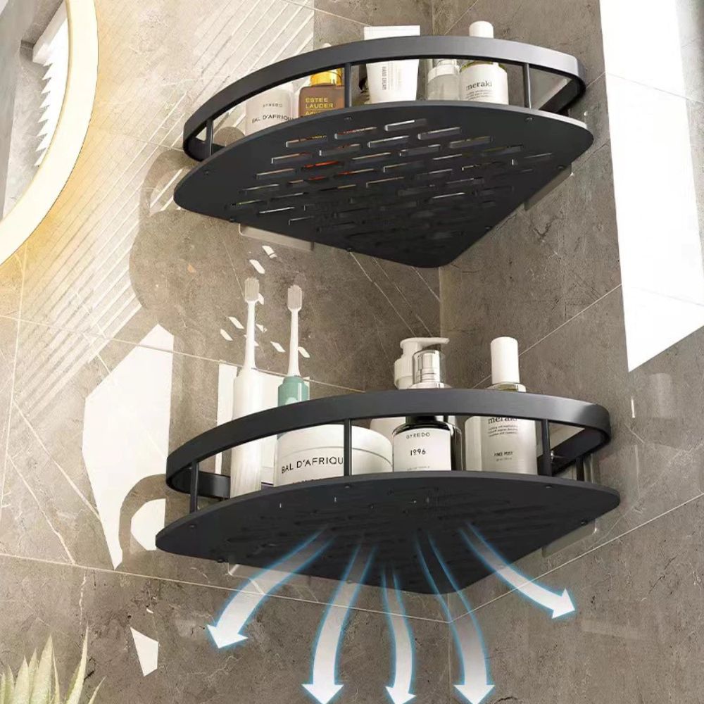 Aluminum Shower Caddy Adhesive Wall Shelf with Hook