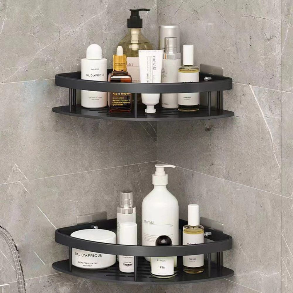 Aluminum Shower Caddy Adhesive Wall Shelf with Hook