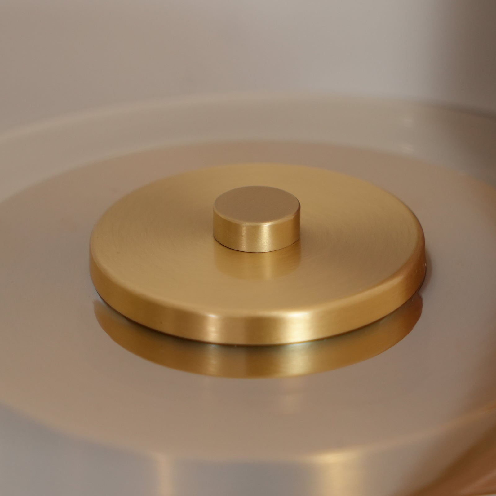 Glass Table Lamp Brass and Wood Base Three Color Temperatures Bedside