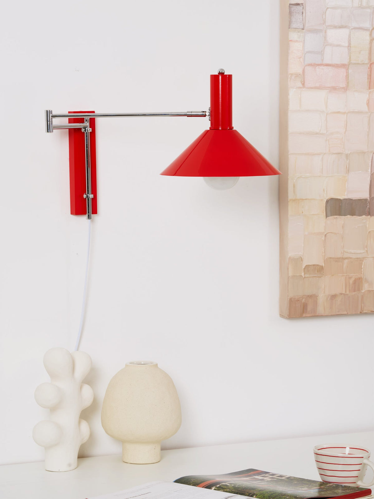 Adjustable Arm Plug In Wall Lamp Swing Reading Sconce No Wiring Needed