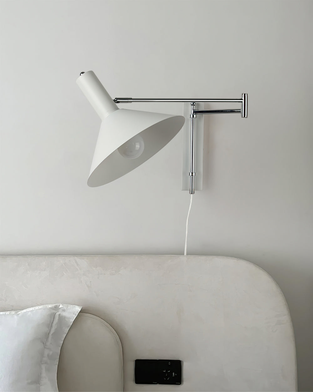 Adjustable Arm Plug In Wall Lamp Swing Reading Sconce No Wiring Needed