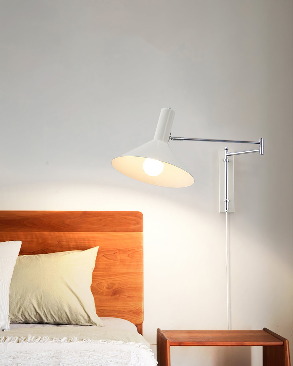 Adjustable Arm Plug In Wall Lamp Swing Reading Sconce No Wiring Needed